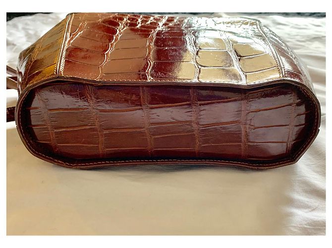 Autre Marque Borsa De Vecchi by Hamilton Hodge in pelle di coccodrillo cognac - vista 3