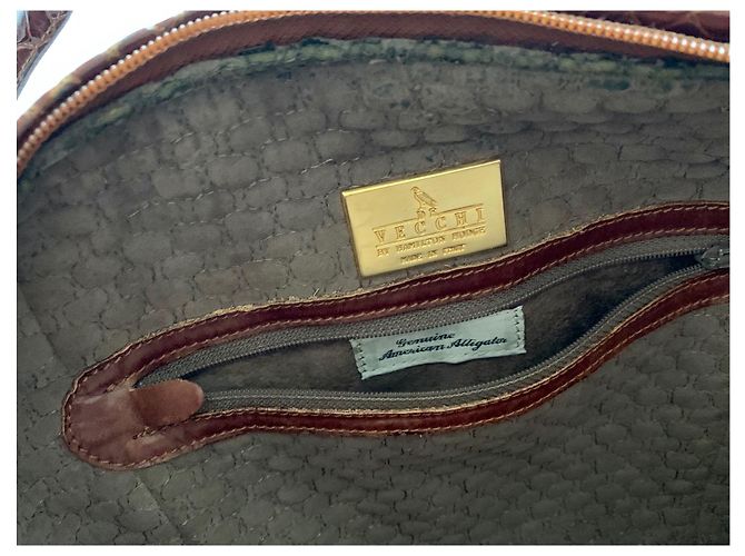 Autre Marque Borsa De Vecchi by Hamilton Hodge in pelle di coccodrillo cognac - vista 4