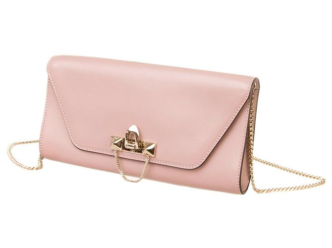 VALENTINO GARAVANI Bolsa de embreagem de aba de couro Demilune Rosa - vista 2