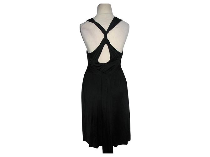 Diane Von Furstenberg Schwarzes Jersey Kleid mit V Ausschnitt - Ansicht 2