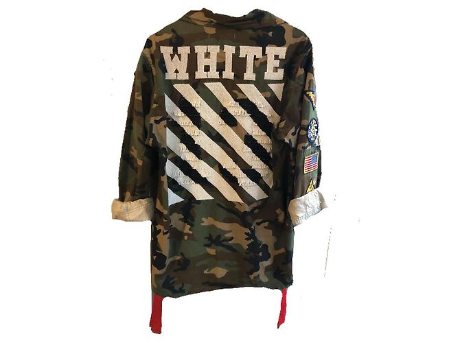 Off White Giacca Cargo Off-White Camouflage Khaki Cotone Cachi - vista 2
