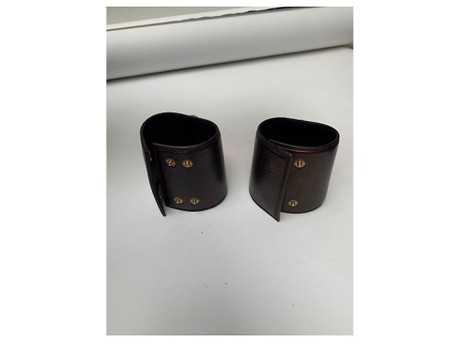 Yves Saint Laurent Pulseras de Cuero Marrón Oscuro - vista 5