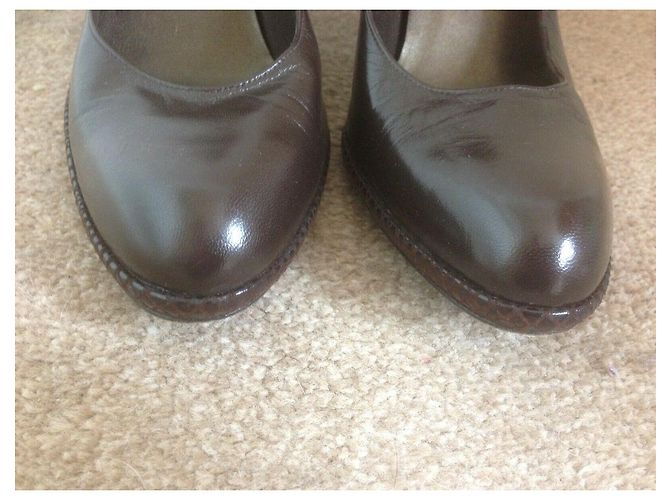 Décolleté Stuart Weitzman Marrone Pelle e Pelle di Serpente - vista 8