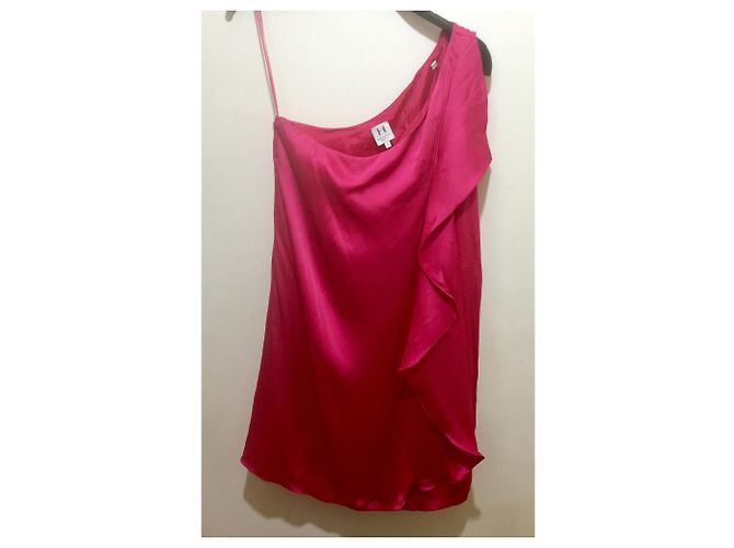 Halston Heritage Ein Kleid aus Seide mit Schultern Pink - Ansicht 5