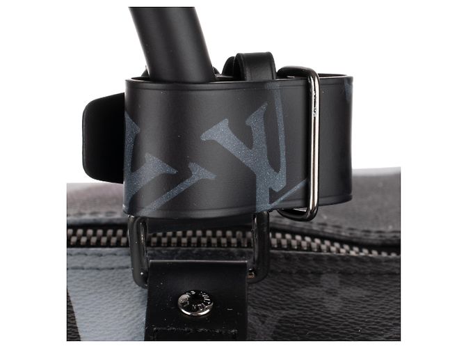 Superb BATBAG customized by Patbo on Louis Vuitton Keepall 55 eclipse new condition! Black - view 12