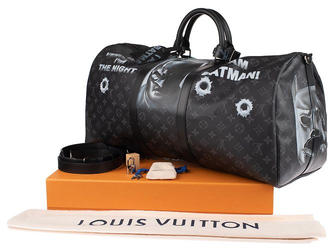Superb BATBAG customized by Patbo on Louis Vuitton Keepall 55 eclipse new condition! Black - view 15