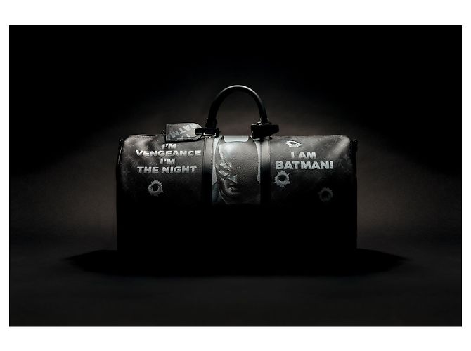 Superb BATBAG customized by Patbo on Louis Vuitton Keepall 55 eclipse new condition! Black - view 16