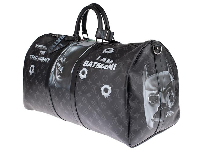 Superb BATBAG customized by Patbo on Louis Vuitton Keepall 55 eclipse new condition! Black - view 3