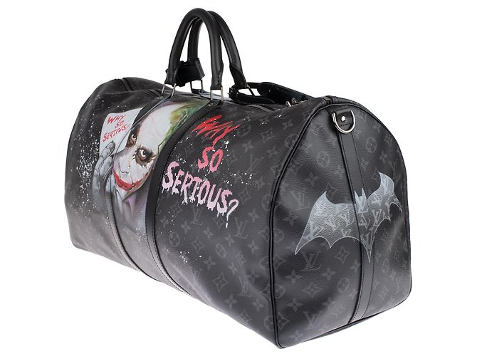 Superb BATBAG customized by Patbo on Louis Vuitton Keepall 55 eclipse new condition! Black - view 4