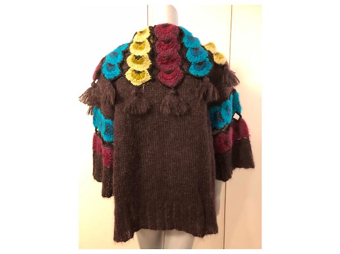 Kenzo Weste aus Mohair in Braun mit Multicolormuster - Ansicht 3