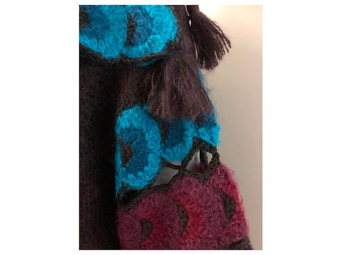 Kenzo Weste aus Mohair in Braun mit Multicolormuster - Ansicht 4