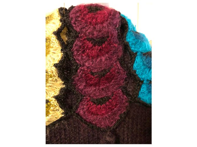 Kenzo Weste aus Mohair in Braun mit Multicolormuster - Ansicht 5