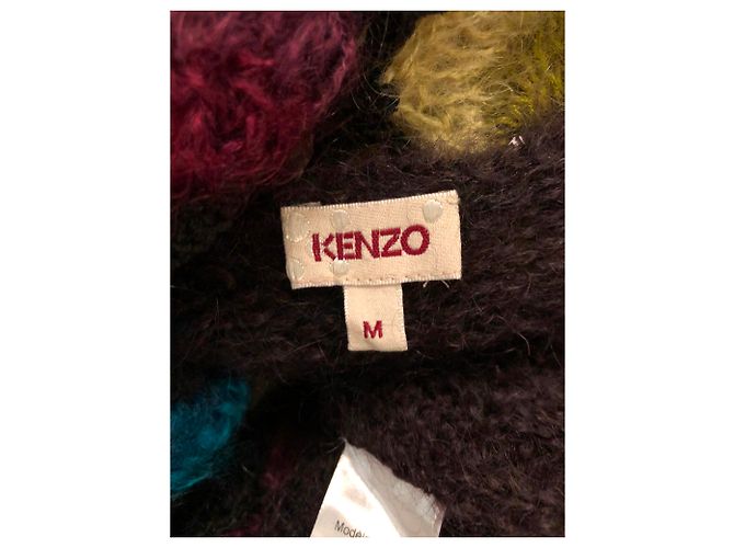 Kenzo Weste aus Mohair in Braun mit Multicolormuster - Ansicht 7