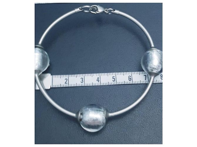 Bracciale Chanel in acciaio inossidabile e perle trasparenti Argento Grigio - vista 8