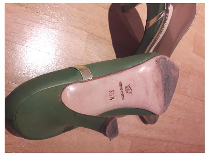 Autre Marque Décolleté Stefan Back Verde Mela e Oro in Pelle di Agnello D'oro Verde oliva - vista 12