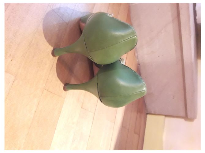 Autre Marque Décolleté Stefan Back Verde Mela e Oro in Pelle di Agnello D'oro Verde oliva - vista 4