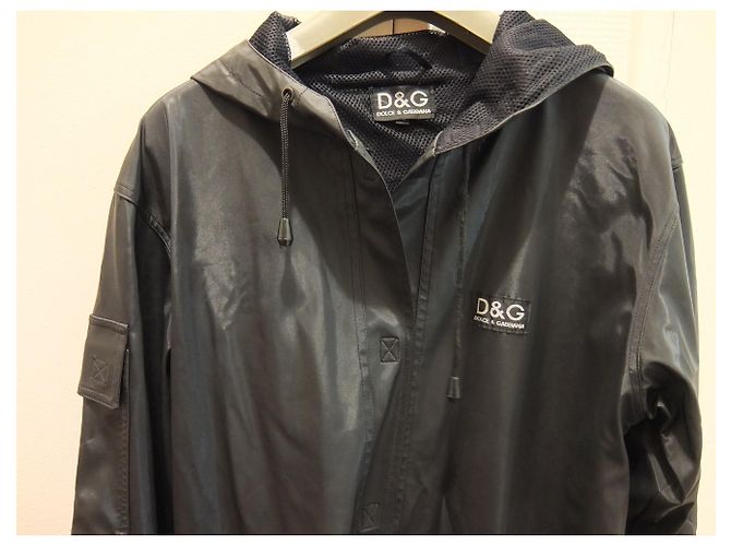 D&G D & G Dolce Gabbana Maxi chaqueta de lluvia con capucha negro - vista 4