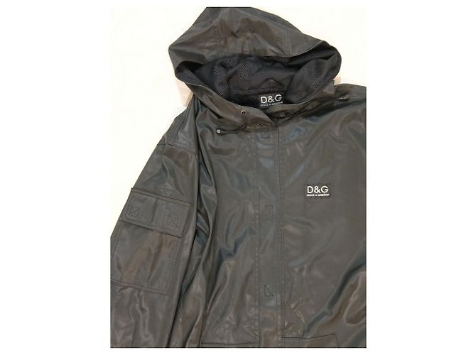 D&G D & G Dolce Gabbana Maxi chaqueta de lluvia con capucha negro - vista 5