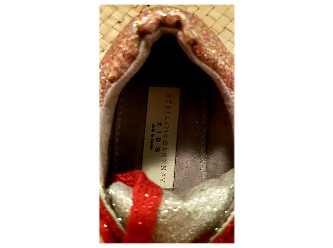 Stella Mc Cartney Baskets Stella McCartney Kids en cuir blanc et rouge - vue 3