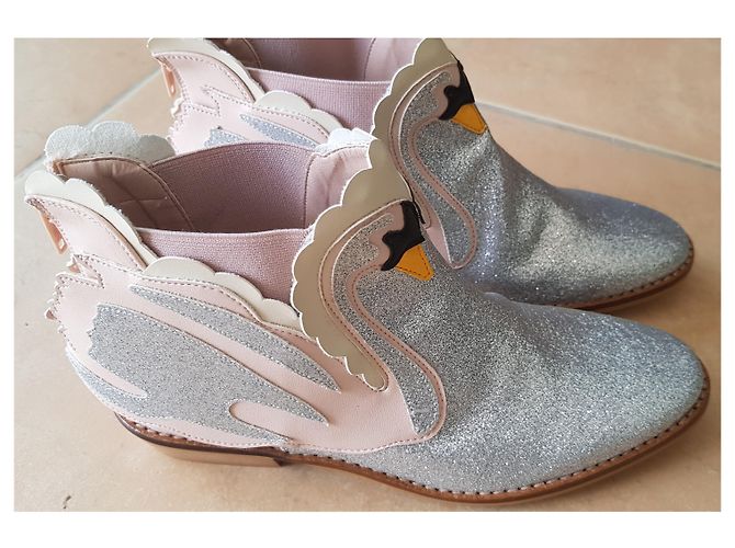 Stella Mc Cartney Botas Stella McCartney de couro prateadas Prata - vista 3