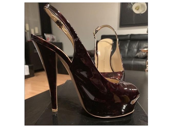 Giuseppe Zanotti ‘Monro 105′ Piattaforma Peep Toe Marrone Castagno - vista 3