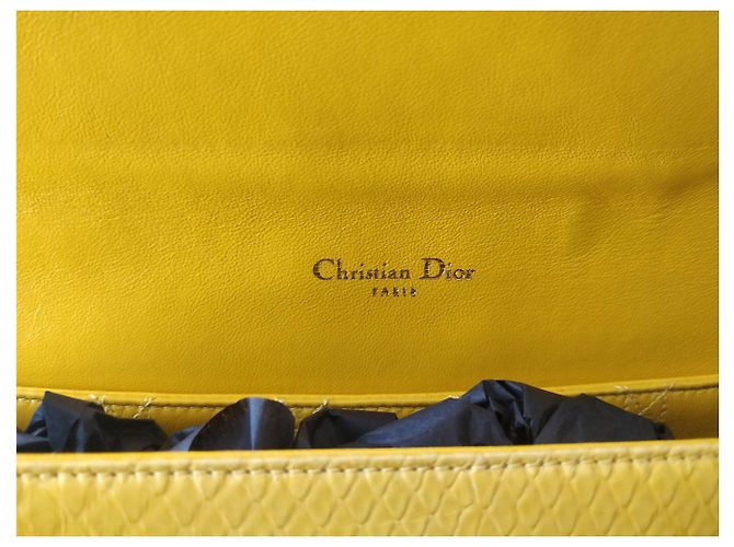 Borsa a mano Christian Dior Miss Dior Python Gialla Giallo - vista 11