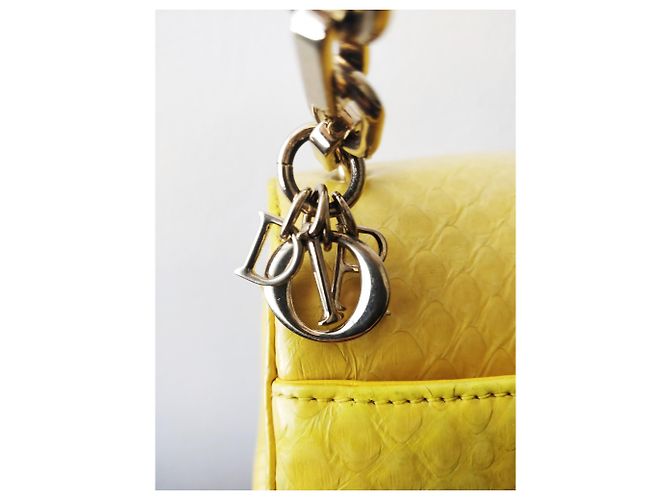 Borsa a mano Christian Dior Miss Dior Python Gialla Giallo - vista 3