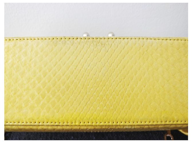Borsa a mano Christian Dior Miss Dior Python Gialla Giallo - vista 4