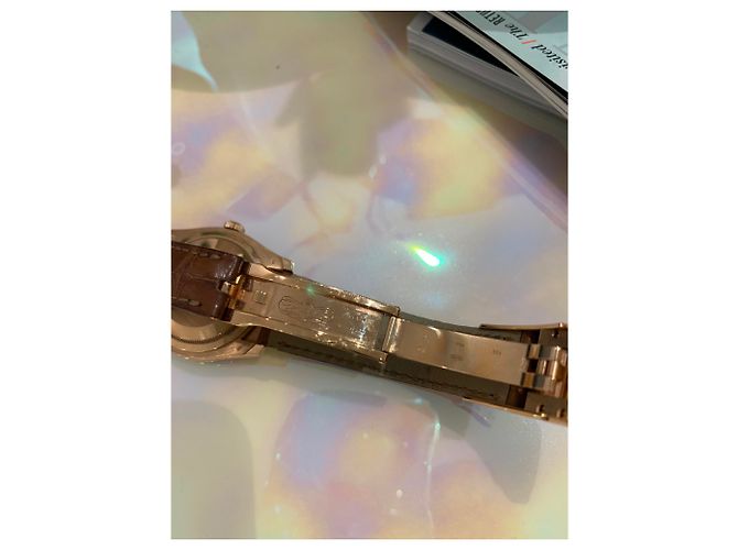 Reloj Rolex Oro Rosa Bisel de Diamantes Baguette Esfera de Madreperla 36mm Castaño - vista 7