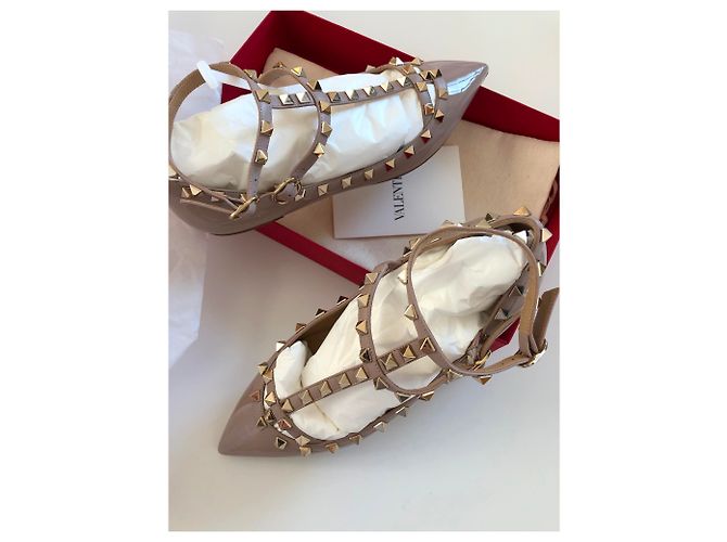 Valentino Rockstud bailarinas de piel rosa - vista 2