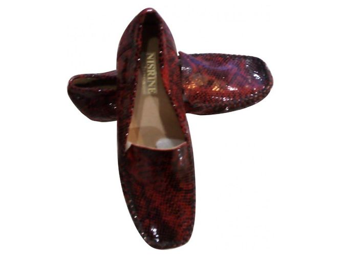 Autre Marque Mocassini Nisrine in pelle esotica bordeaux Bordò - vista 2
