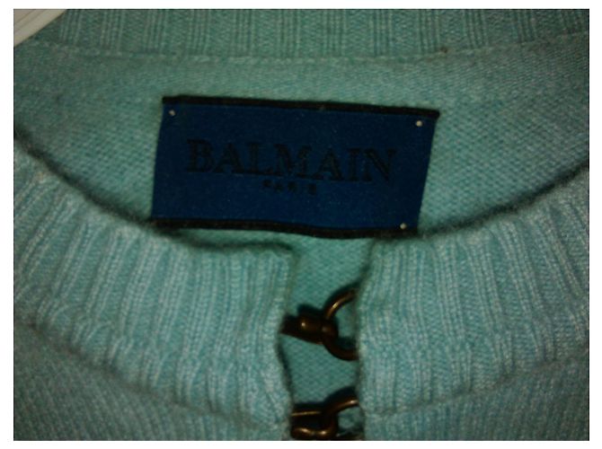 BALMAIN Pull à col roulé en cachemire Turquoise - vue 6
