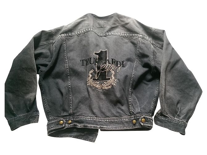 Trussardi Jeans Blazer Jacke aus Denim Grau Oversize - Ansicht 2