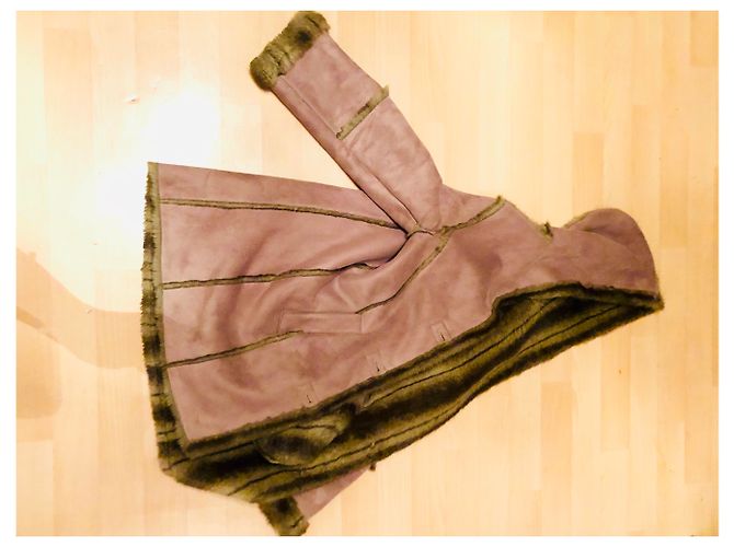 Abrigo Balmain con capucha de cuero sintético marrón claro - vista 4