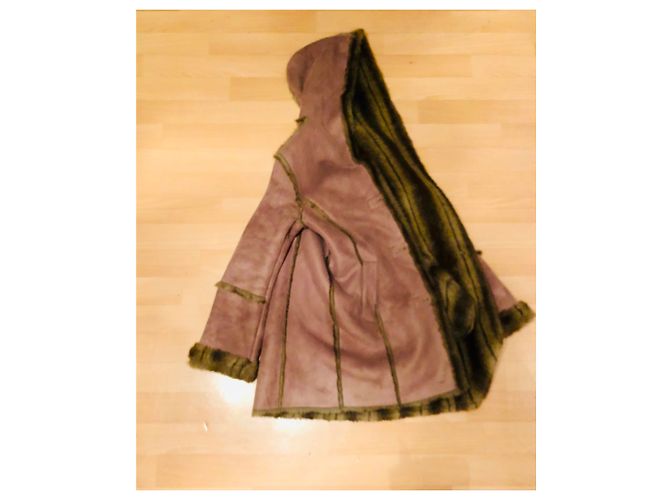 Abrigo Balmain con capucha de cuero sintético marrón claro - vista 5