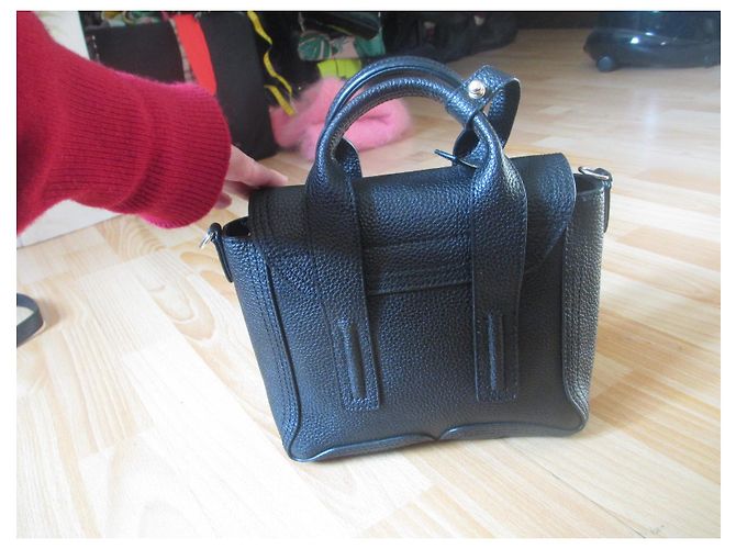 3.1 Phillip Lim Pashli Tasche Schwarzes genarbtes Kalbsleder - Ansicht 8