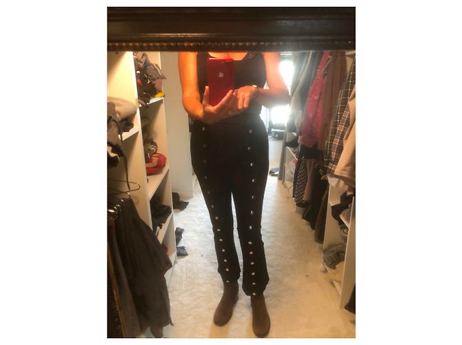 Ikks ICode black flared trousers with embroidered pockets - view 4