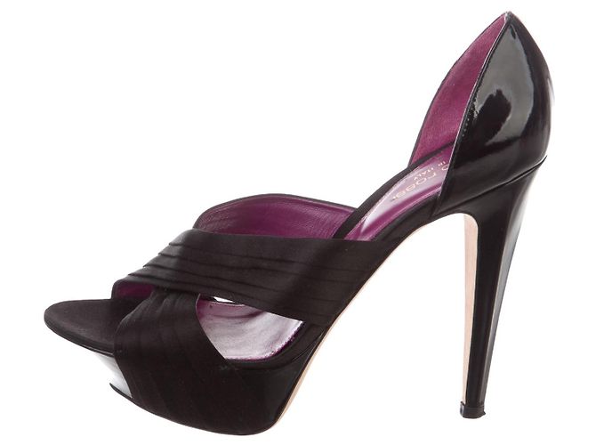 Décolleté Sergio Rossi in vernice e raso nero - vista 2
