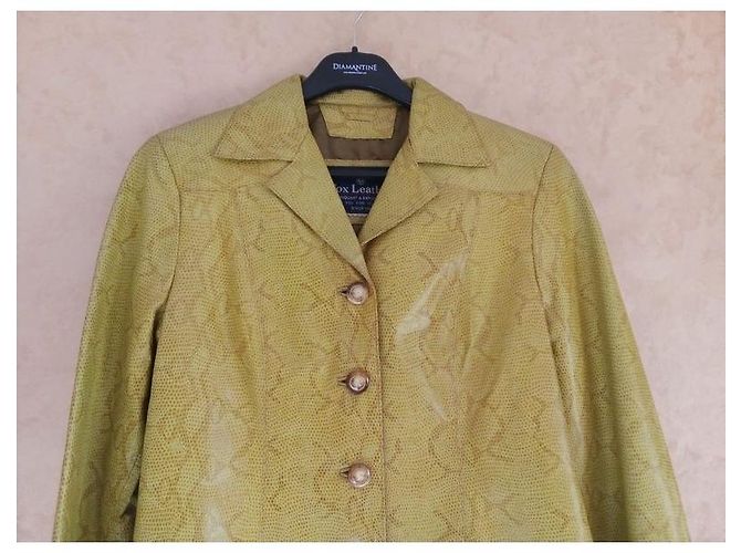 Autre Marque Giacca corta FOX LEATHER BRAND in pelle di serpente gialla Giallo - vista 2