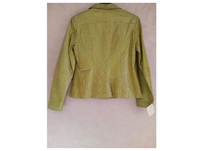 Autre Marque Giacca corta FOX LEATHER BRAND in pelle di serpente gialla Giallo - vista 4
