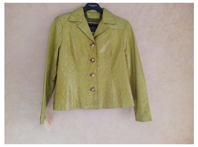 Autre Marque Giacca corta FOX LEATHER BRAND in pelle di serpente gialla Giallo - vista 6