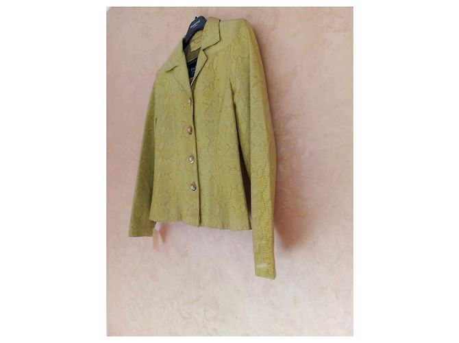 Autre Marque Giacca corta FOX LEATHER BRAND in pelle di serpente gialla Giallo - vista 7