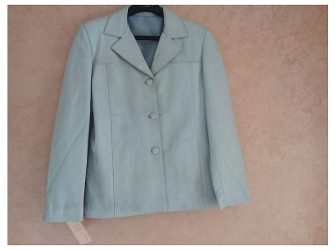Autre Marque Chaqueta de cuero azul claro FOX LEATHER BRAND XXL - vista 3