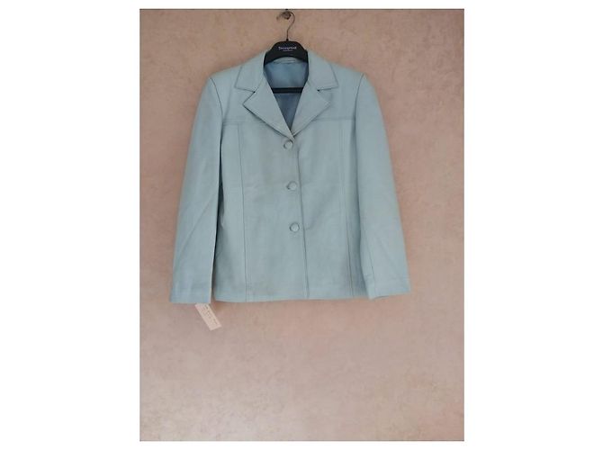 Autre Marque Chaqueta de cuero azul claro FOX LEATHER BRAND XXL - vista 6