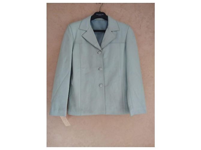 Autre Marque Chaqueta de cuero azul claro FOX LEATHER BRAND XXL - vista 7