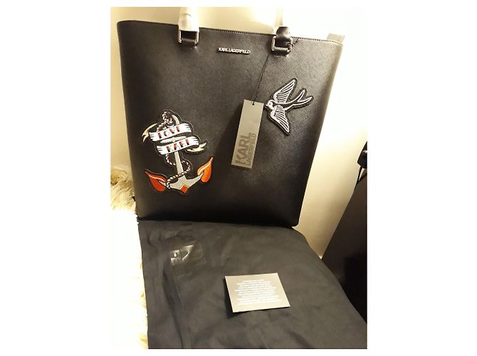 Borsa shopper Karl Lagerfeld Kaptain Karl nera Nero - vista 7