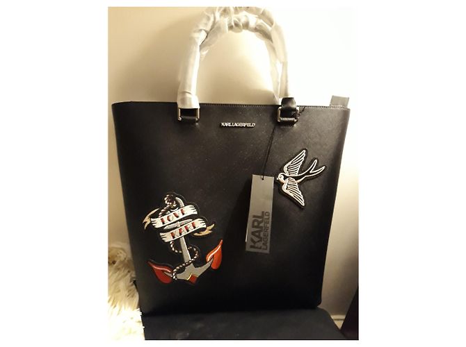 Borsa shopper Karl Lagerfeld Kaptain Karl nera Nero - vista 8