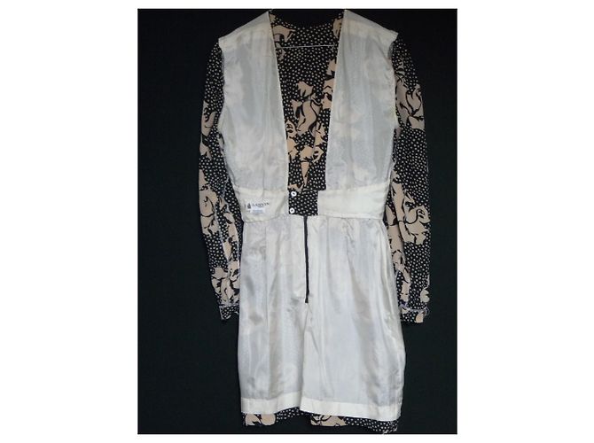 Abito Lanvin in Crepe di Seta Nero con Stampa Rose e Pois - vista 4