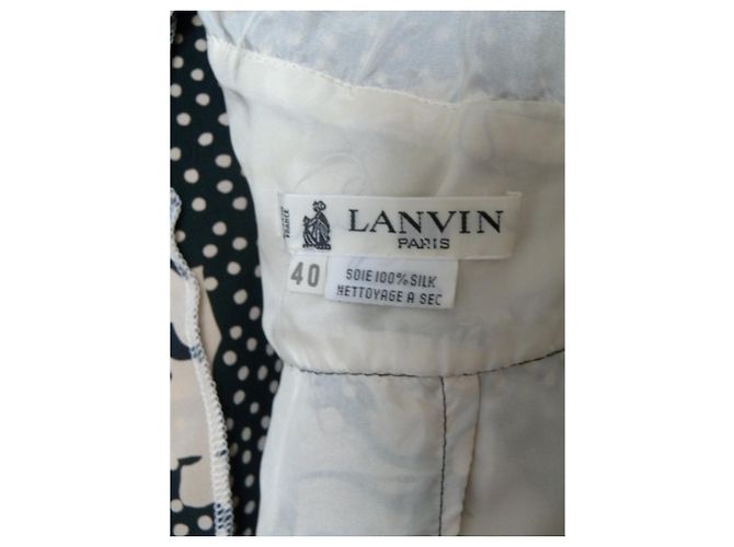 Abito Lanvin in Crepe di Seta Nero con Stampa Rose e Pois - vista 5