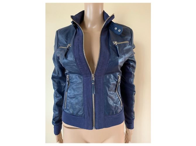Autre Marque Arma Chaqueta de Cuero Azul - vista 3